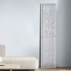   Térelválasztó 4 részes fehér fa paraván összecsukható 170x162 cm modern stílusban