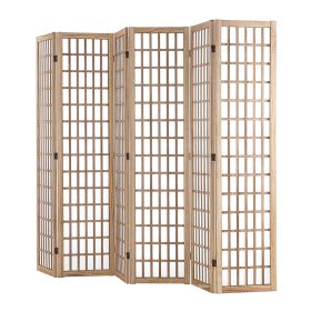   Térelválasztó japán stílusú 6 részes paraván természetes fa