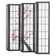 Térelválasztó 6 részes japán paraván fekete keret, cseresznyevirágos mintával