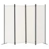 Térelválasztó 4 részes összecsukható paraván 224x45x171 cm fehér mobil térhatároló