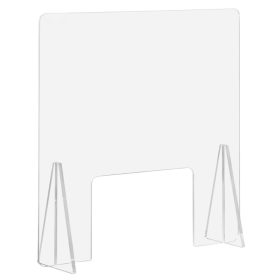   Akril asztali térelválasztó 60x60 cm plexi íróasztal paraván 5 mm vastag pultvédő panel átnyúló nyílással, fertőzés elleni fizikai védelem 