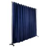 Térelválasztó gurulós függönyös paraván 300,5x257,5 cm alumíniumváz, sötétítő tengerészkék 