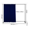 Térelválasztó gurulós függönyös paraván 300,5x257,5 cm alumíniumváz, sötétítő tengerészkék 