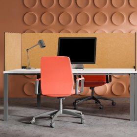   Akusztikus íróasztal paraván 3 részes, 20 mm vastag, hangszigetelő asztali térelválasztó sárga