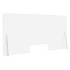   Akril asztali térelválasztó 60x120 cm plexi íróasztal paraván 5 mm vastag pultvédő panel átnyúló nyílással, fertőzés elleni fizikai védelem