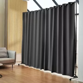   Mobil térelválasztó 301x30x240,5 cm paraván szürke gurulós, vízálló válaszfal beltéri és kültéri használatra