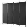 Térelválasztó 4 darab 224x171 cm fekete összecsukható paraván szobai térhatároló szabadon 