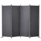 Szobaszétválasztó, 4 részből álló, összecsukható paraván, 224,9 x 30 x 160 cm, sötétszürke színű