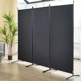   Térelválasztó 3 paneles összecsukható paraván 226x185 cm fekete
