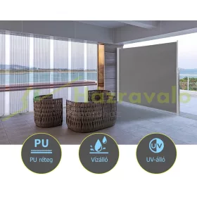   Térelválasztó kihúzható paraván 300x160 cm szélfogó szélvédő antracit kültéri és beltéri használatra