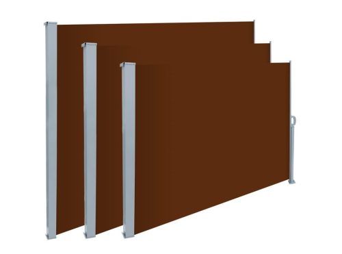 Room divider retractable screen 300x180 cm water repellent fabric wind deflector windshield brown color for outdoor and indoor use