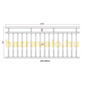 Erkélykorlát 225x90 rozsdamentes franciaerkély