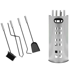   Kandalló tisztító készlet rozsdamentes 5 részes, nemesacél markolattal