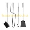 Fireplace cleaning set with 5 stainless steel handles