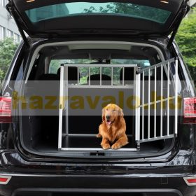   Dogbox alumínium kutya szállító autóba 90x66x72 cm  praktikus mobil autós ketrec szimpla 