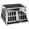 Dogbox aluminum dog carrier for car practical mobile car cage double 89x69x50 cm kennel with vertical back wall