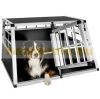 Dogbox aluminum dog carrier for car practical mobile car cage double 89x69x50 cm kennel with vertical back wall
