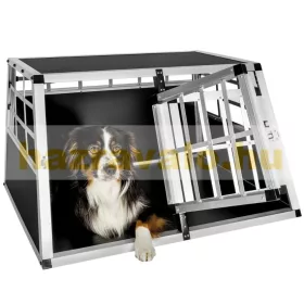 Dogbox alumínium kutya szállító autóba praktikus mobil autós ketrec dupla 89x69x50 cm