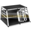 Dogbox aluminum dog carrier for car practical mobile car cage double 89x69x50 cm kennel with vertical back wall