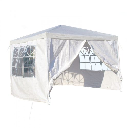 Garden pavilion with side film 3x3 m garden party tent collapsible beer tent pergola in white 