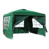 Garden gazebo with side film 3x3 m garden party tent collapsible beer tent pergola in green color 