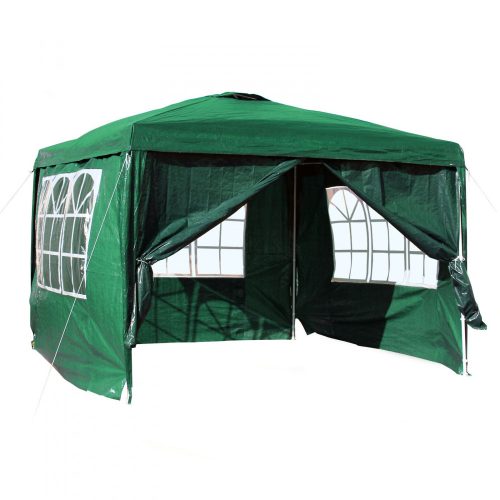 Garden gazebo with side film 3x3 m garden party tent collapsible beer tent pergola in green color 