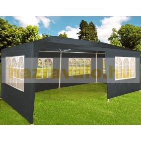   Kerti pavilon 5 oldalsó fóliával 3x6m kerti partisátor összerakható sörsátor antracit színben