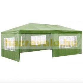   Rendezvénysátor  kerti pavilon 5 oldalsó fóliával 3x6m kerti partisátor összerakható sörsátor fehér színben