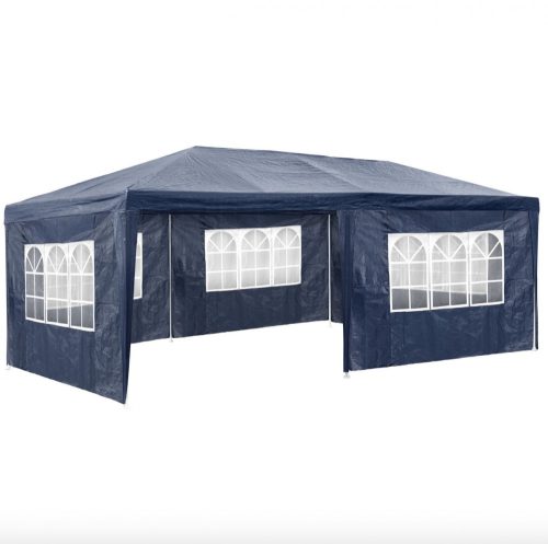 Kerti pavilon 5 oldalsó fóliával 3x6m kerti partisátor összerakható sörsátor kék színben