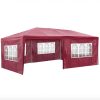 Garden pavilion with 5 side foils 3x6m garden party tent collapsible beer tent in red