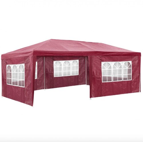 Garden pavilion with 5 side foils 3x6m garden party tent collapsible beer tent in red