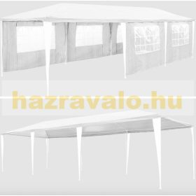   Fóliasátor kerti sátor 8 oldalfóliával 3x9 m kerti partysátor összerakható pavilon fehér színben