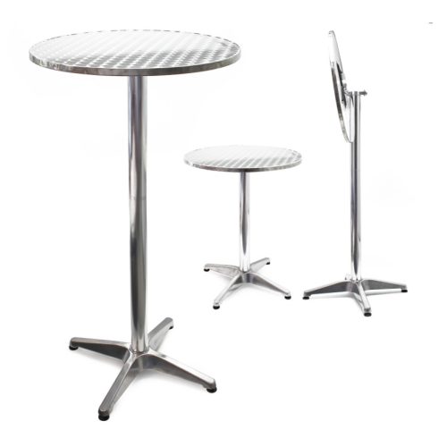 Event table adjustable height 74-114 cm high 60 cm table top Ø 5.8 cm pipe diameter folding stainless elbow metal table 