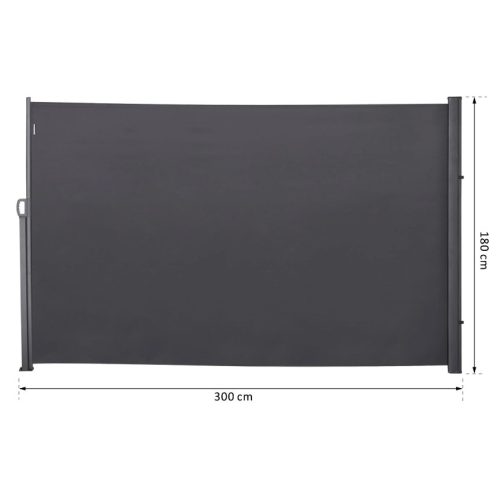 Room divider retractable screen 300x180 cm water-repellent fabric anthracite color windbreak windshield for outdoor and indoor use 