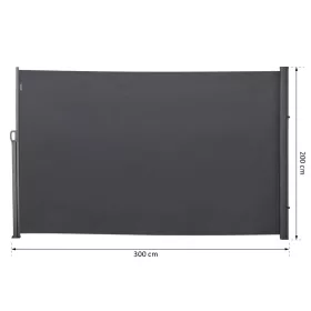   Térelválasztó kihúzható paraván 300x200 cm vízlepergető szövet antracit szín szélfogó szélvédő kültéri és beltéri használatra 