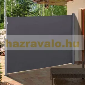   Térelválasztó kihúzható paraván 300x200 cm vízlepergető szövet antracit szín szélfogó szélvédő kültéri és beltéri használatra 