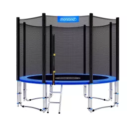 Gyerek XXL kerti trambulin Ø427 cm 150 kg teherbírású megerősített biztonsági hálóval és létrával