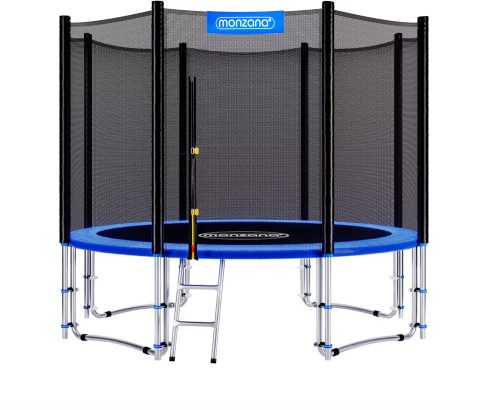 Children's XXL garden trampoline Ø427 cm with 150 kg capacity reinforced safety net and ladder 