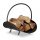 Firewood basket with wide handle in black