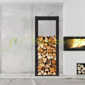   Tűzifatároló 100 kg teherbírású 100 x 25 x 40 cm porfestett fém kandallófatartó, szabadon álló tűzifaállvány