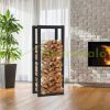 Firewood storage 100 kg capacity 100 x 25 x 40 cm powder-coated metal fireplace wood holder, free-standing firewood stand