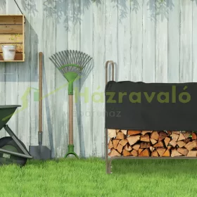   Tűzifa állvány takaróponyvával 122x250x30 cm tűzifa tartó keret tűzifatartó