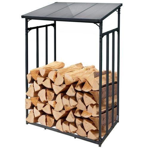 Outdoor firewood storage, 1500 kg capacity 132x82x185 cm powder-coated, free-standing firewood storage 