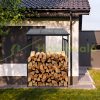 Outdoor firewood storage, 1500 kg capacity 132x82x185 cm powder-coated, free-standing firewood storage 