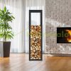 Outdoor and indoor firewood storage, 150 kg load capacity, 150 x 25 x 40 cm, powder-coated metal firewood stand, free-standing wood storage