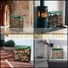 Firewood storage 590 kg capacity large firewood holder frame with tarpaulin 183.5x36.2x122 cm 