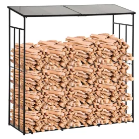   Tűzifa tároló kültéri tűzifaállvány 2100 kg-ig polikarbonát tető fém váz 185x67x185 cm