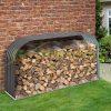 Firewood storage 0.85 m³ steel firewood stand gray 212x46x112 cm indoor and outdoor