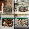 Firewood storage 590 kg capacity large firewood holder frame with tarpaulin 244.5x36.2x122 cm 