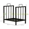 Firewood storage with two handles up to 50 kg firewood stand metal 39x32.5x46 cm indoor and outdoor, black